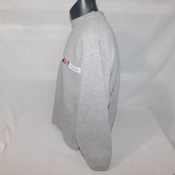 VTG 90s Tommy Hilfiger Mens M Gray Flags Spellout Strip Crew neck Sweatshirt - Picture 7 of 9